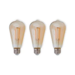 E27 LED-Rustikalampe 6W 500lm Amber 1.800K 3er-Set
