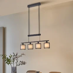 Lindby Chizoma Hängelampe 4-flammig Stoff-Schirme