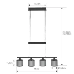 Lindby Chizoma Hängelampe 4-flammig Stoff-Schirme -Heimbeleuchtung 10011553 3