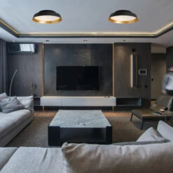 LED-Außendeckenleuchte Boop! Ø37cm Schwarz/gold -Heimbeleuchtung 10011654 1