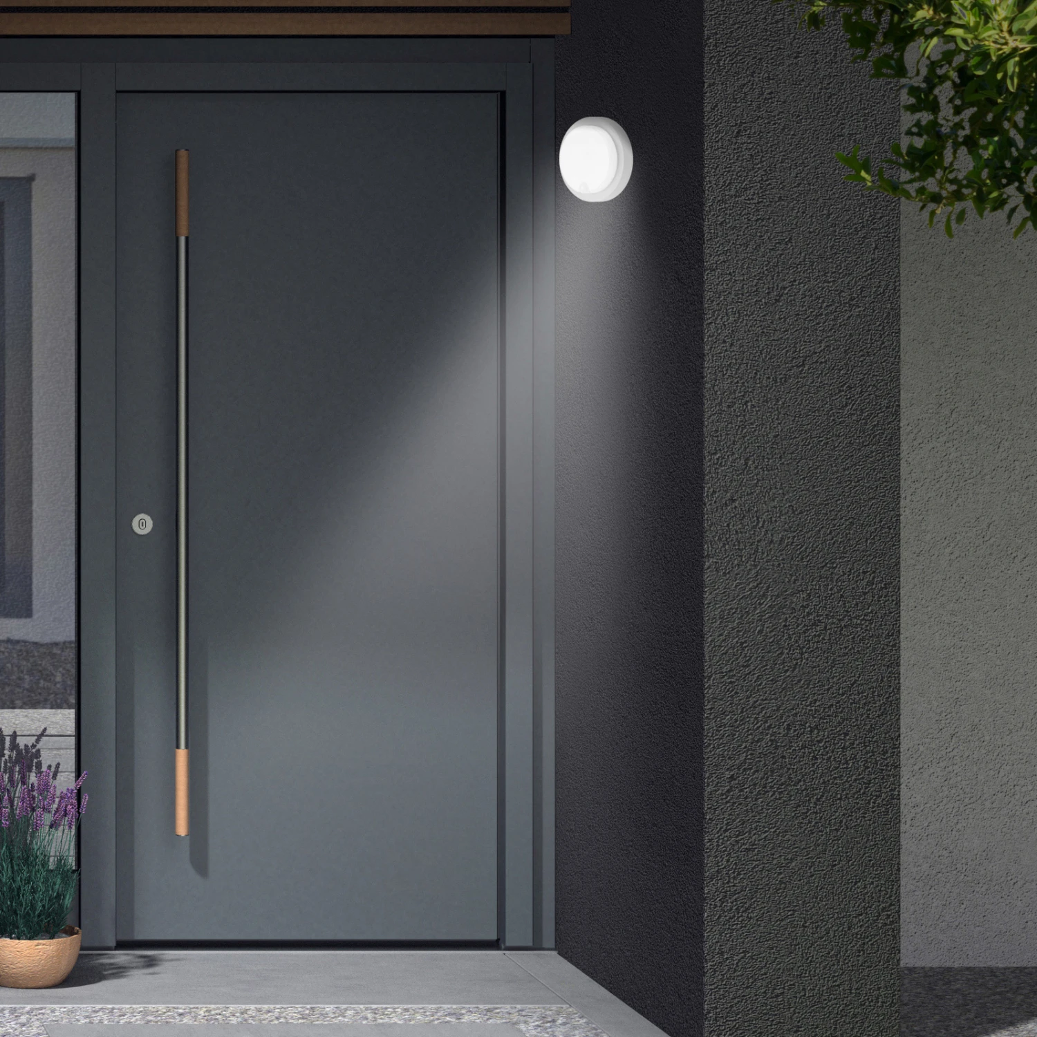 LED-Sensor-Außenwandleuchte Dortmund Ø17cm Silber 2 LED-Sensor-Außenwandleuchte Dortmund Ø17cm Silber – Bild 2