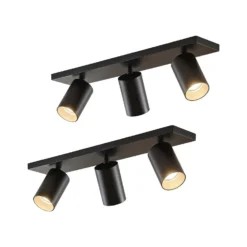 Arcchio Brinja Spot, Eckig Schwarz-gold 3-flg. 2er