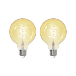 Prios LED-Globe E27 G95 4,9W WLAN Klar Amber, 2er