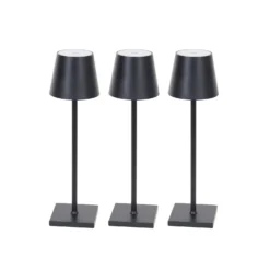 Lindby Janea LED-Akku-Tischleuchte Schwarz 3er-Set