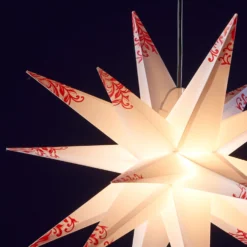 Ornamentstern Für Außen - 18-zackig Weiß-rot -Heimbeleuchtung 2506107 2