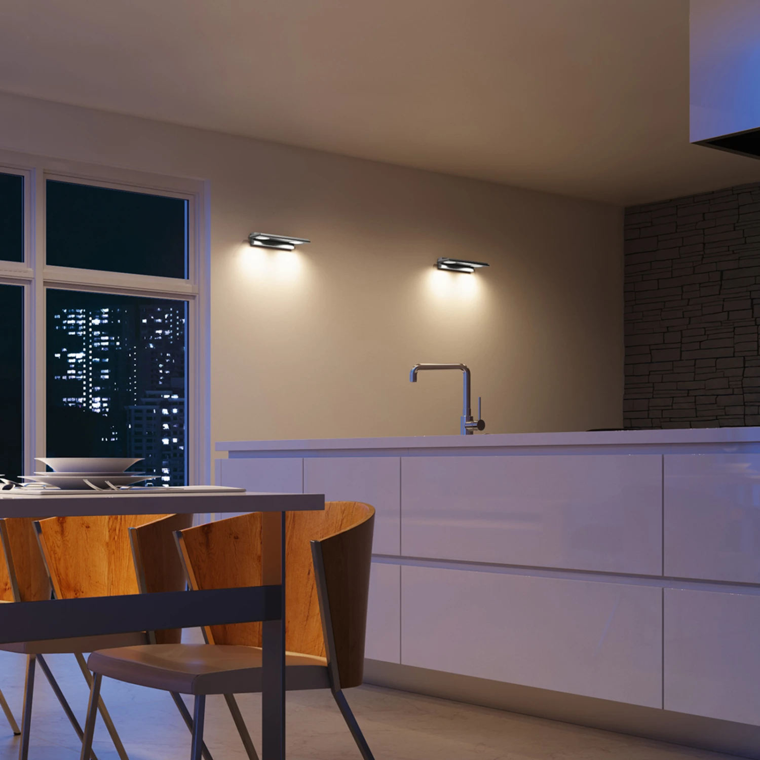 Zweiflammige LED-Wandleuchte Pano, Metallic 2 Zweiflammige LED-Wandleuchte Pano, Metallic – Bild 2