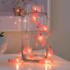 LED-Lichterkette Flamingos, Batteriebetrieben