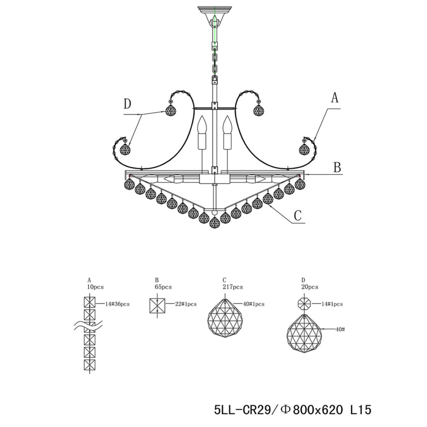 Korblüster Ella Mit Glaskristall 2 Korblüster Ella Mit Glaskristall – Bild 2