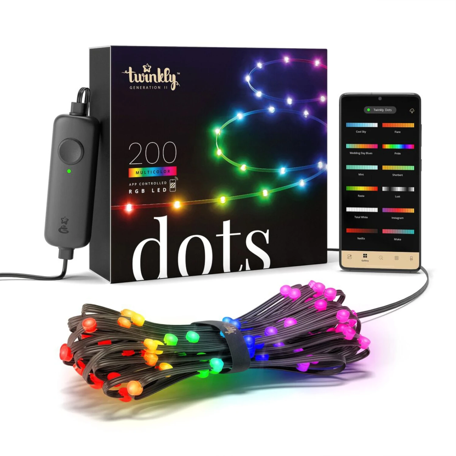 Twinkly Dots LED-Kette RGB, Schwarz, IP44, 10m 5 Twinkly Dots LED-Kette RGB, Schwarz, IP44, 10m – Bild 5