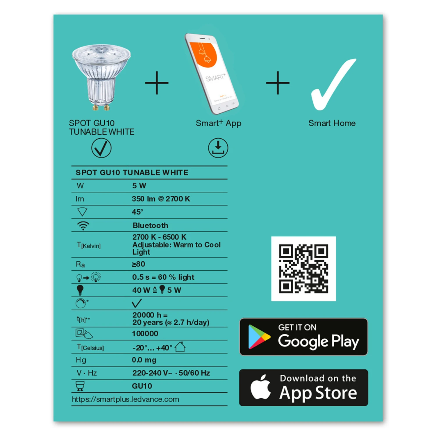 LEDVANCE SMART+ Bluetooth GU10 LED-Lampe 4,9W CCT 5 LEDVANCE SMART+ Bluetooth GU10 LED-Lampe 4,9W CCT – Bild 5