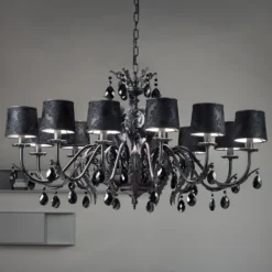 Kronleuchter Acantia 12 Schirme Aus Damast Schwarz