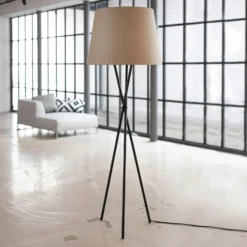 Ozonos Hailey LED-Stehleuchte Leinen-grau Mit AC-1