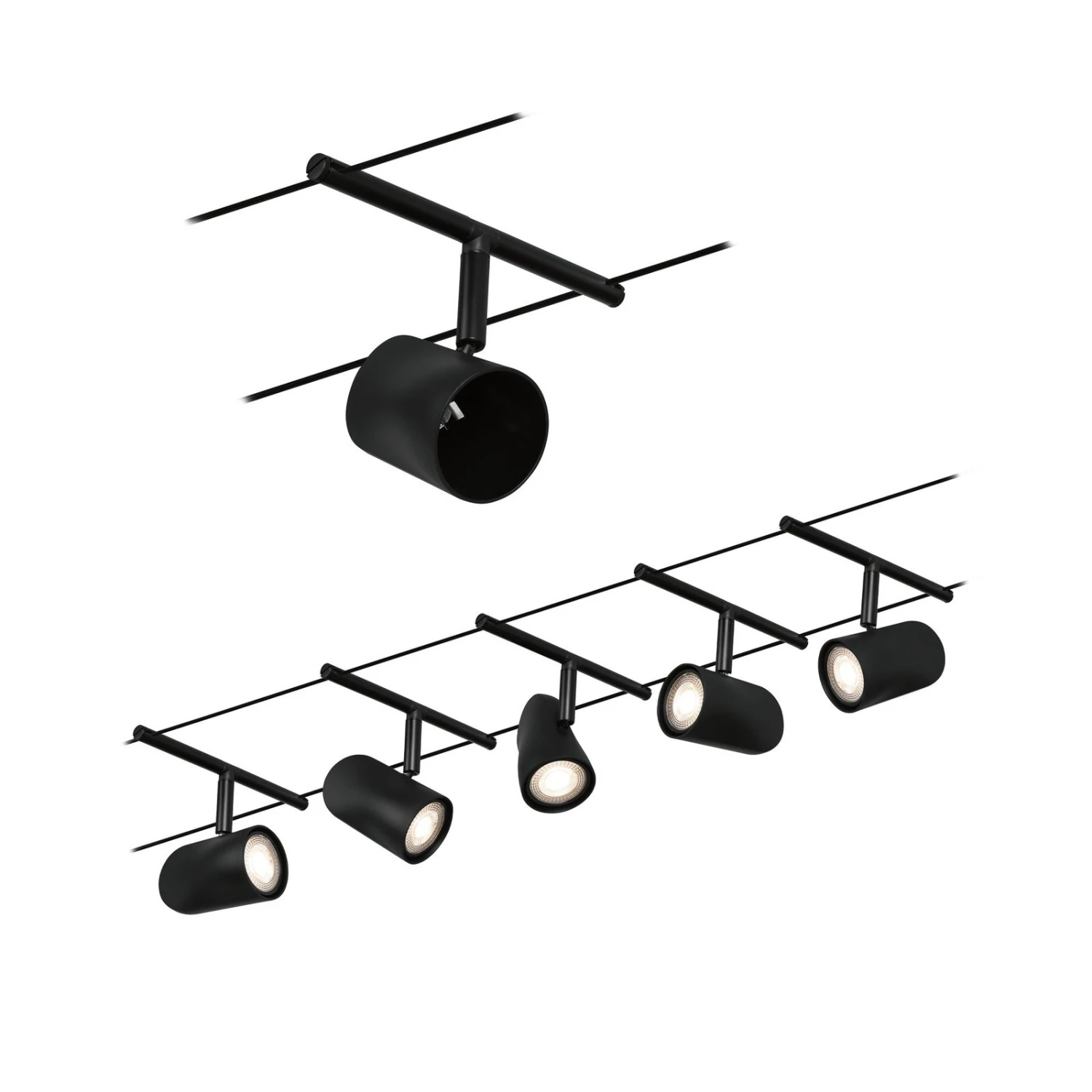 Paulmann Cup Seilsystem Basisset 5fl. Schwarz Matt 1 Paulmann Cup Seilsystem Basisset 5fl. Schwarz Matt