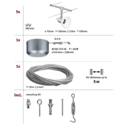 Paulmann Sheela Seilsystem 5fl. Chrom Matt 13 Paulmann Sheela Seilsystem 5fl. Chrom Matt -Heimbeleuchtung 7602919 6