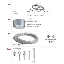 Paulmann Cardan Seilsystem 4fl. Chrom Matt/chrom 15 Paulmann Cardan Seilsystem 4fl. Chrom Matt/chrom -Heimbeleuchtung 7602920 7