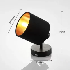 Stoff-Wandleuchte Vasilia In Schwarz-Gold, 1-fl. 13 Stoff-Wandleuchte Vasilia In Schwarz-Gold, 1-fl. -Heimbeleuchtung 8032155 4