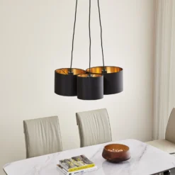 Lindby Vironi Hängelampe, 3-fl., Schwarz, Gold -Heimbeleuchtung 8032509 2