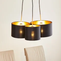 Lindby Vironi Hängelampe, 3-fl., Schwarz, Gold