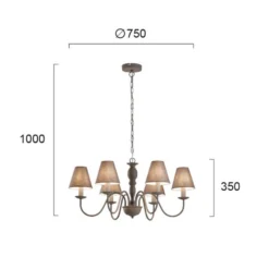 Kronleuchter Fatima, Grau, Sechsflammig 5 Kronleuchter Fatima, Grau, Sechsflammig -Heimbeleuchtung 9514487 2