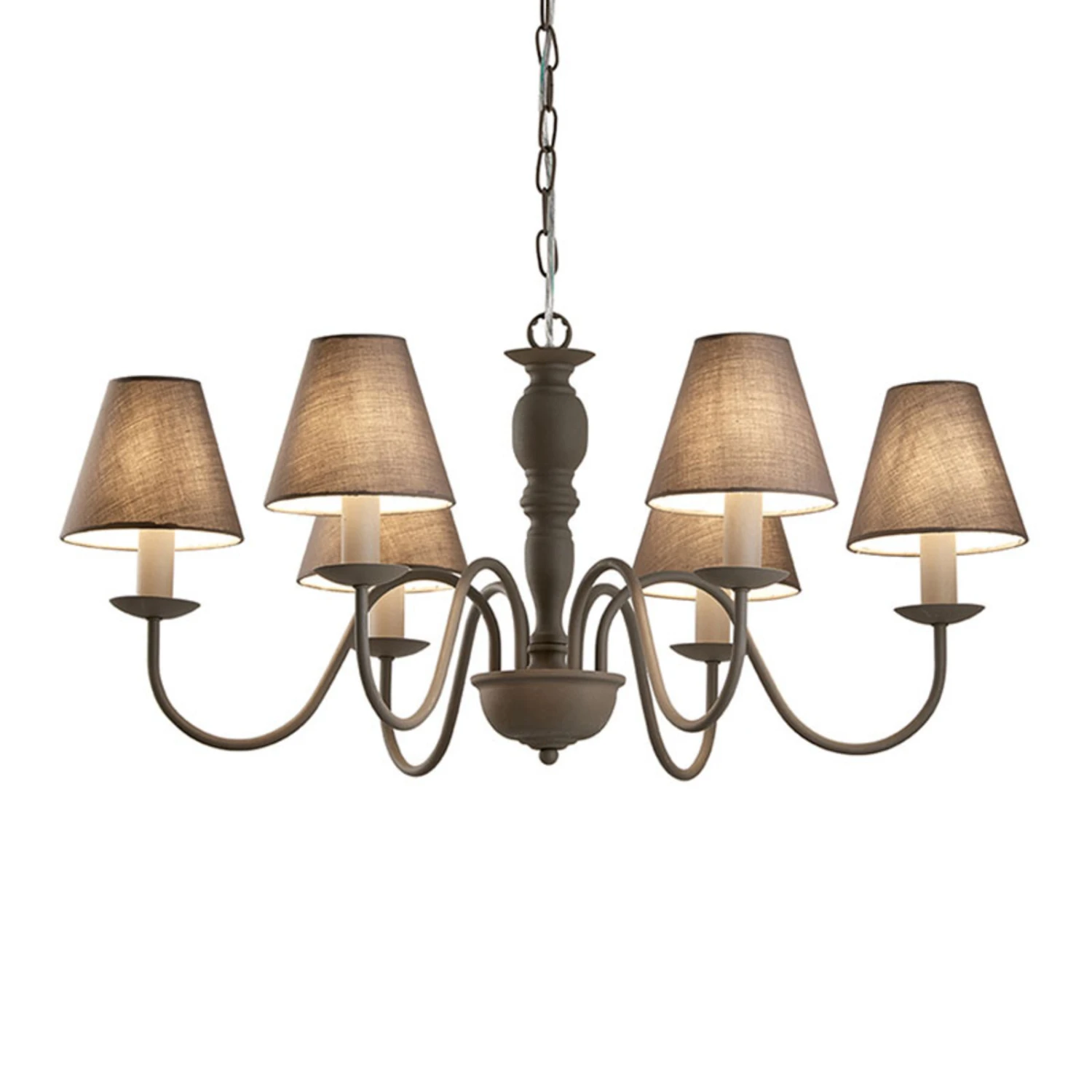 Kronleuchter Fatima, Grau, Sechsflammig 1 Kronleuchter Fatima, Grau, Sechsflammig