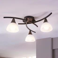 Dreiflammige Deckenlampe Della, Schwarz-gold