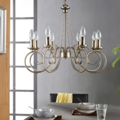 Kronleuchter Marnia, Altmessing, 8-flammig -Heimbeleuchtung 9621016 1