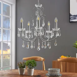 Lucande Kronleuchter Solveig Mit Kristallen, 5-fl., Chrom -Heimbeleuchtung 9624024 1