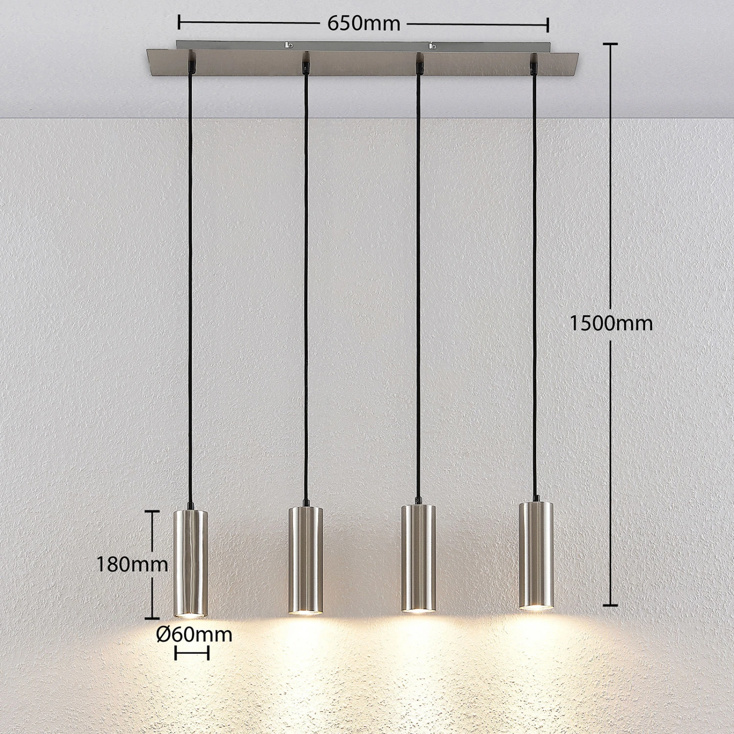 Lindby Joffrey Hängeleuchte, Vierflammig, Nickel 4 Lindby Joffrey Hängeleuchte, Vierflammig, Nickel – Bild 4