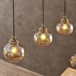 Lindby Tymoni Glas-Pendelleuchte, Amber, 3-fl. -Heimbeleuchtung 9624899 7