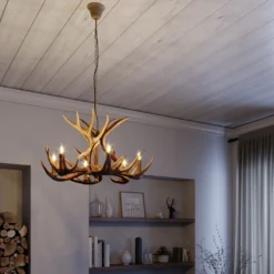 Lindby Fibi Hängeleuchte, Geweih, Braun 12 Lindby Fibi Hängeleuchte, Geweih, Braun -Heimbeleuchtung 9624944 3