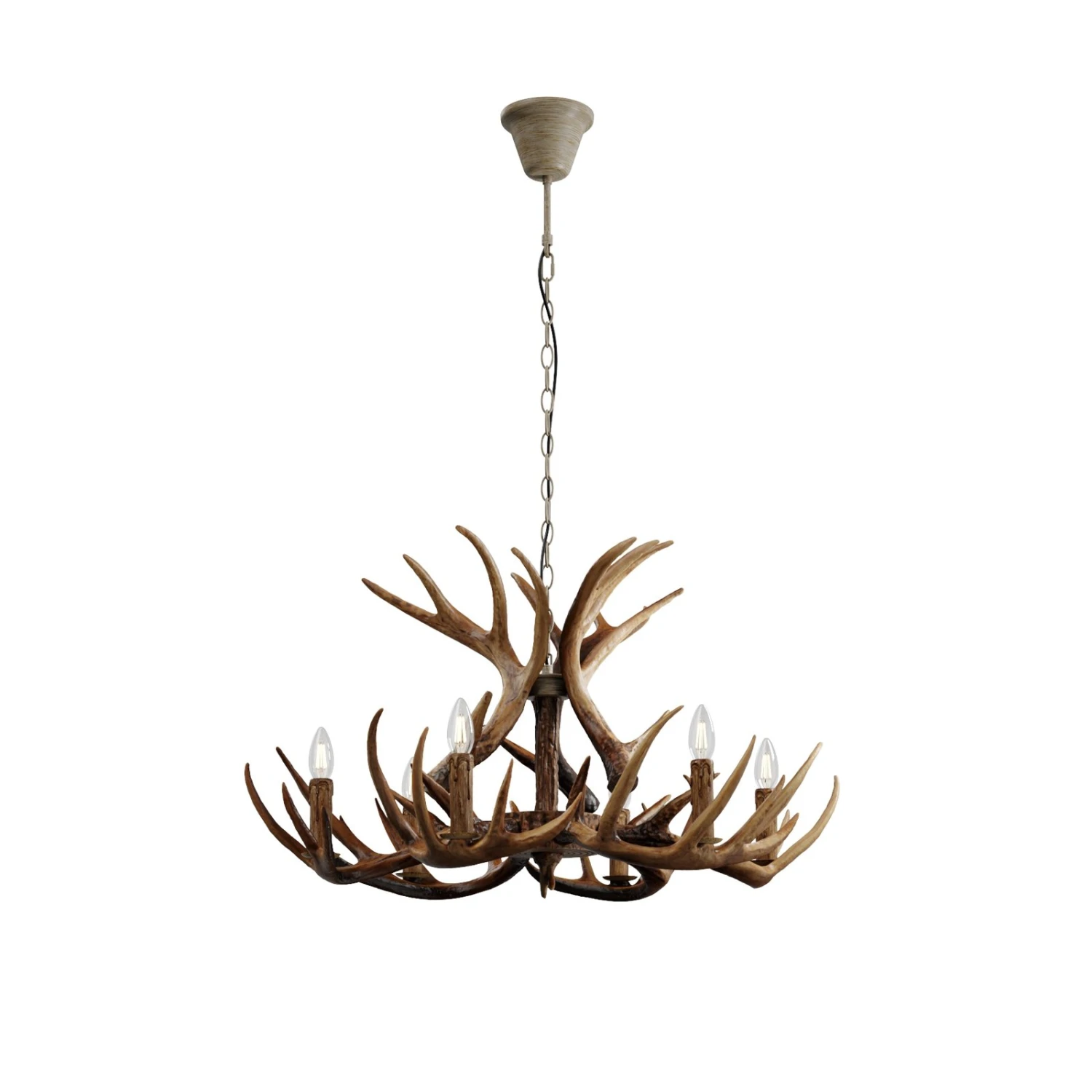 Lindby Fibi Hängeleuchte, Geweih, Braun 6 Lindby Fibi Hängeleuchte, Geweih, Braun – Bild 6