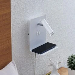 Lucande Zavi LED-Wandspot Mit Ablage, USB, Weiß 11 Lucande Zavi LED-Wandspot Mit Ablage, USB, Weiß -Heimbeleuchtung 9627263 2