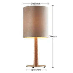 Lucande Heily Tischleuchte, Holz, Rund 30 Cm, Grau -Heimbeleuchtung 9627519 3