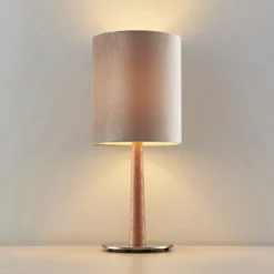 Lucande Heily Tischleuchte, Holz, Rund 30 Cm, Grau -Heimbeleuchtung 9627519 4