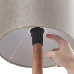 Lucande Heily Tischleuchte, Holz, Rund 30 Cm, Grau -Heimbeleuchtung 9627519 5