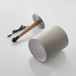 Lucande Heily Tischleuchte, Holz, Rund 30 Cm, Grau -Heimbeleuchtung 9627519 8