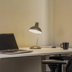 Lindby Jamelia Vintage-Tischlampe, Stahl, Grau