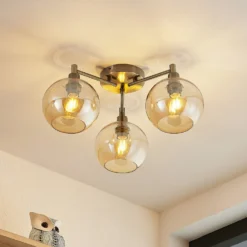 Lindby Jemissa Deckenlampe, 3-flammig, Amber