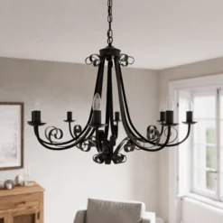 Lindby Scaleria Kronleuchter, 8-flammig, Braun -Heimbeleuchtung 9639191 2