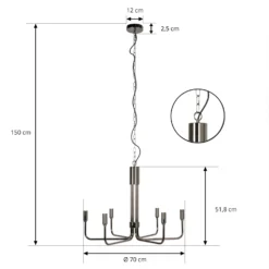 Lindby Elanova Kronleuchter Sechsflammig, Gunmetal -Heimbeleuchtung 9639661 3