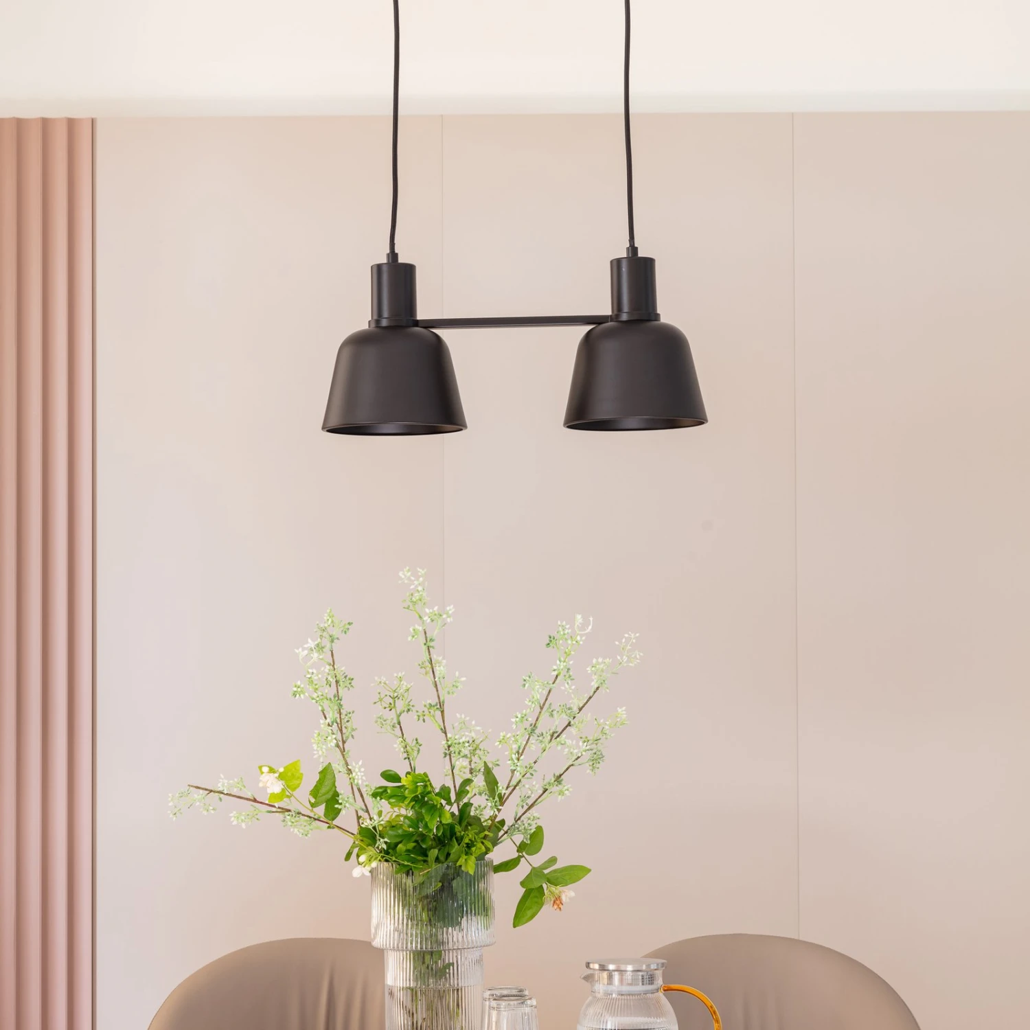 Lucande Servan Hängeleuchte, Schwarz, Zweiflammig 2 Lucande Servan Hängeleuchte, Schwarz, Zweiflammig – Bild 2