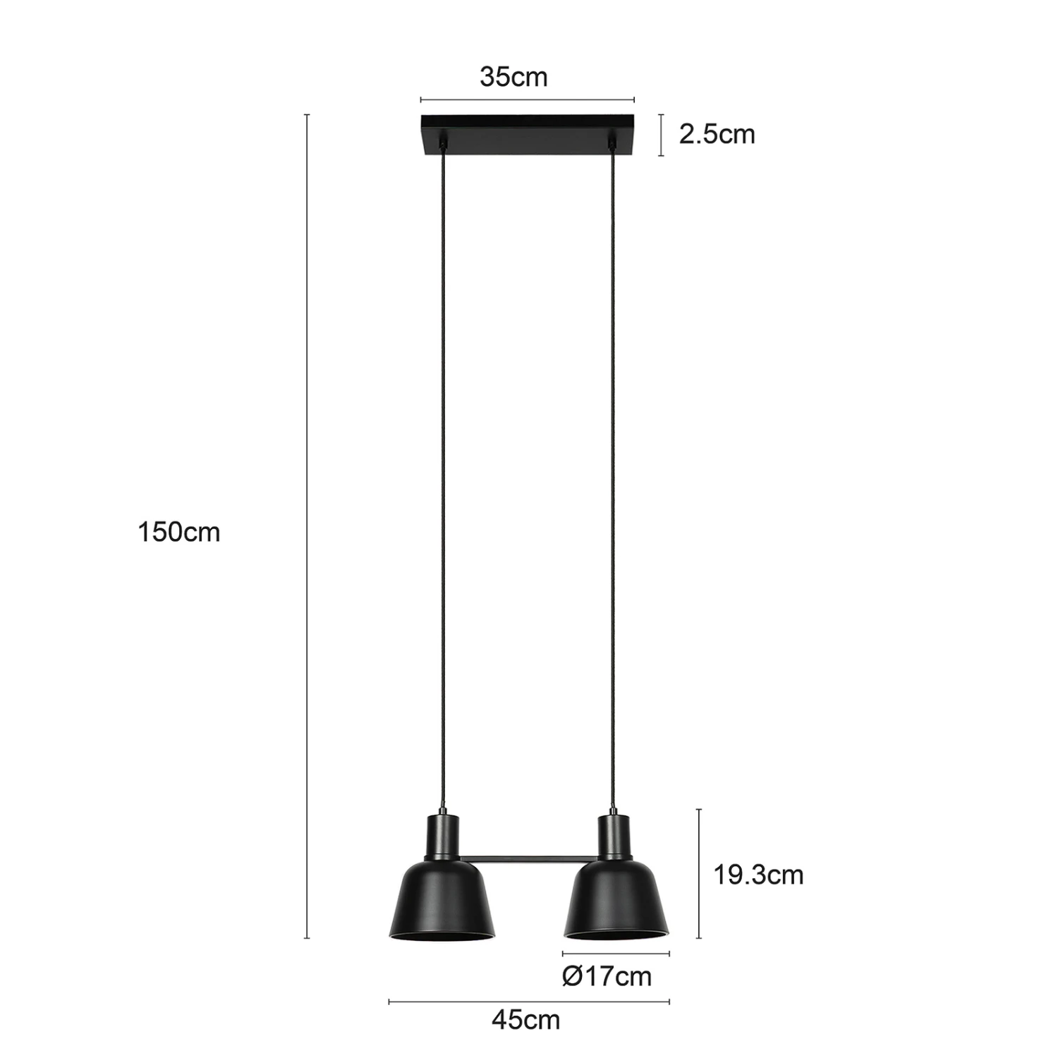Lucande Servan Hängeleuchte, Schwarz, Zweiflammig 4 Lucande Servan Hängeleuchte, Schwarz, Zweiflammig – Bild 4